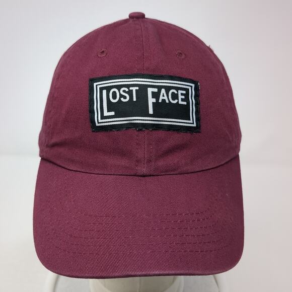 Lost Face Slideback Baseball Cap Red One Size Adjustable Embroidered Cotton - Picture 2 of 9